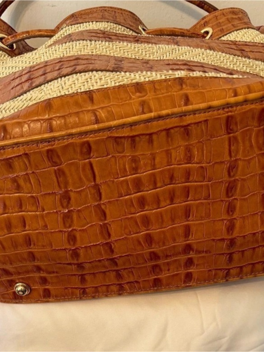 Brahmin Trina Bucket Bag Shoulder Bag Brown & Cream - Picture 2 of 4